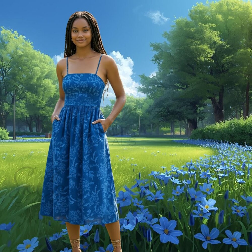 Universal Thread XS Blue Floral Corset A-Line Midi Dress 💙